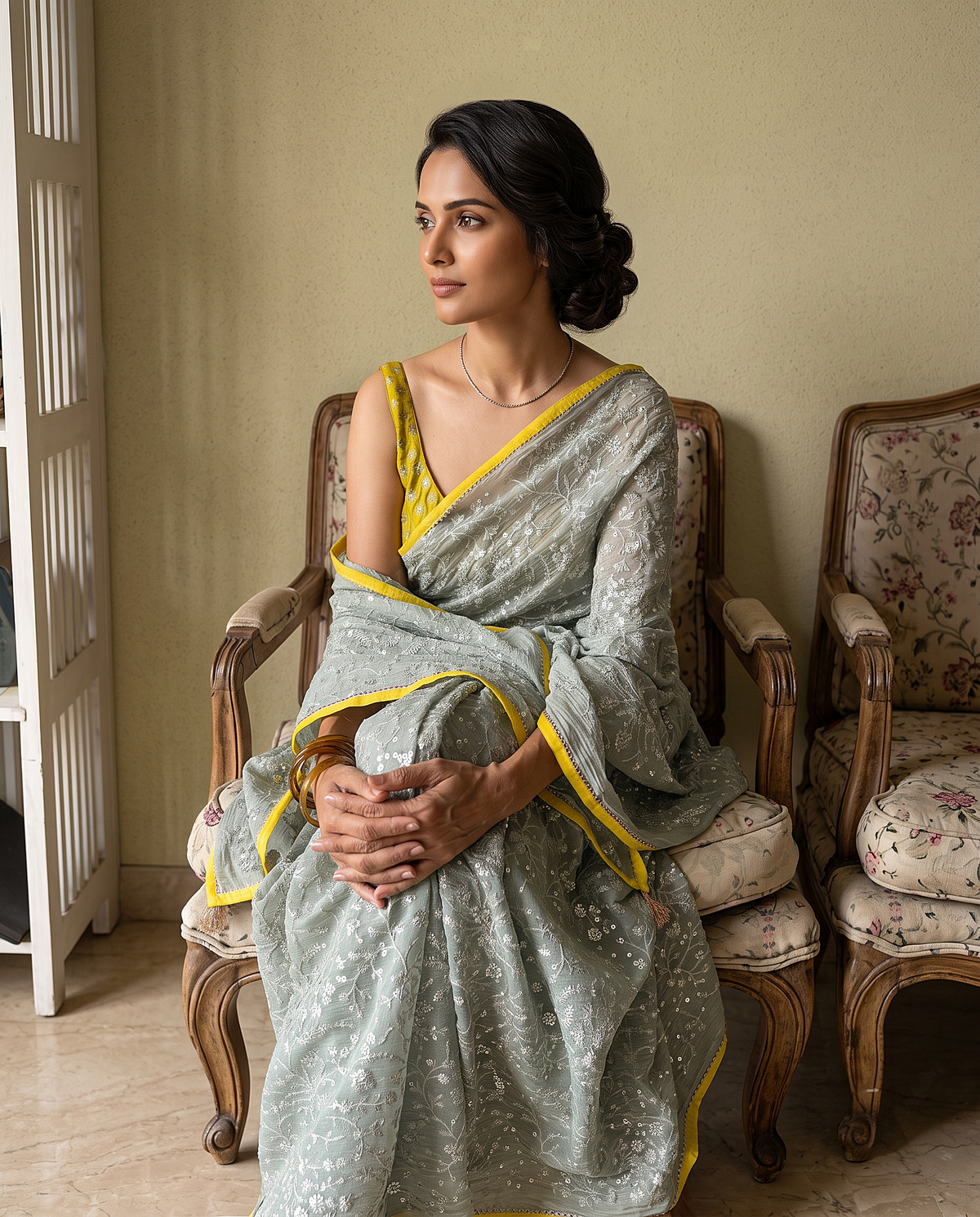 SITARA | Pale Sky Chanderi Silk Saree