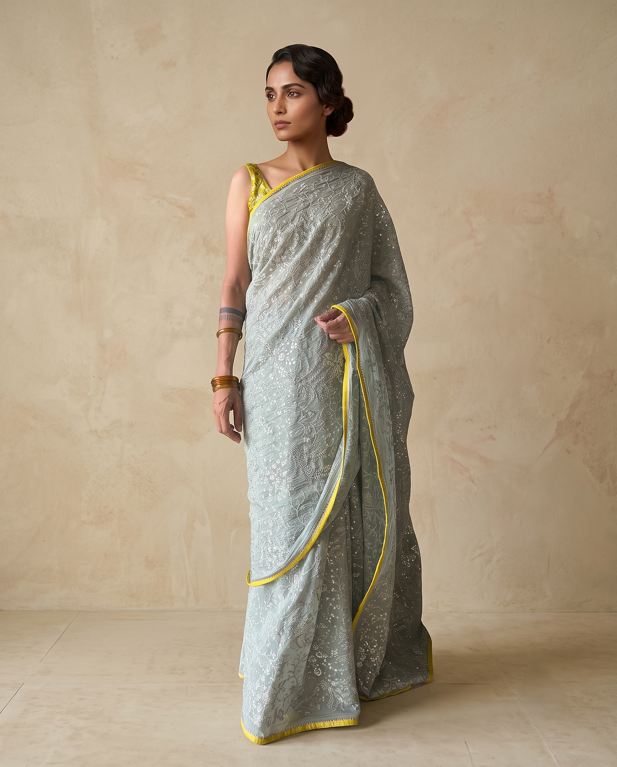 SITARA | Pale Sky Chanderi Silk Saree