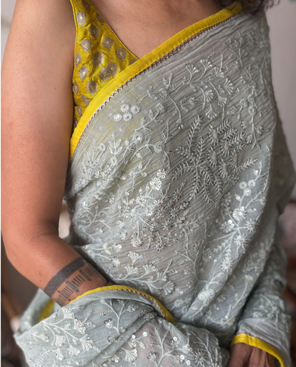 SITARA | Pale Sky Chanderi Silk Saree