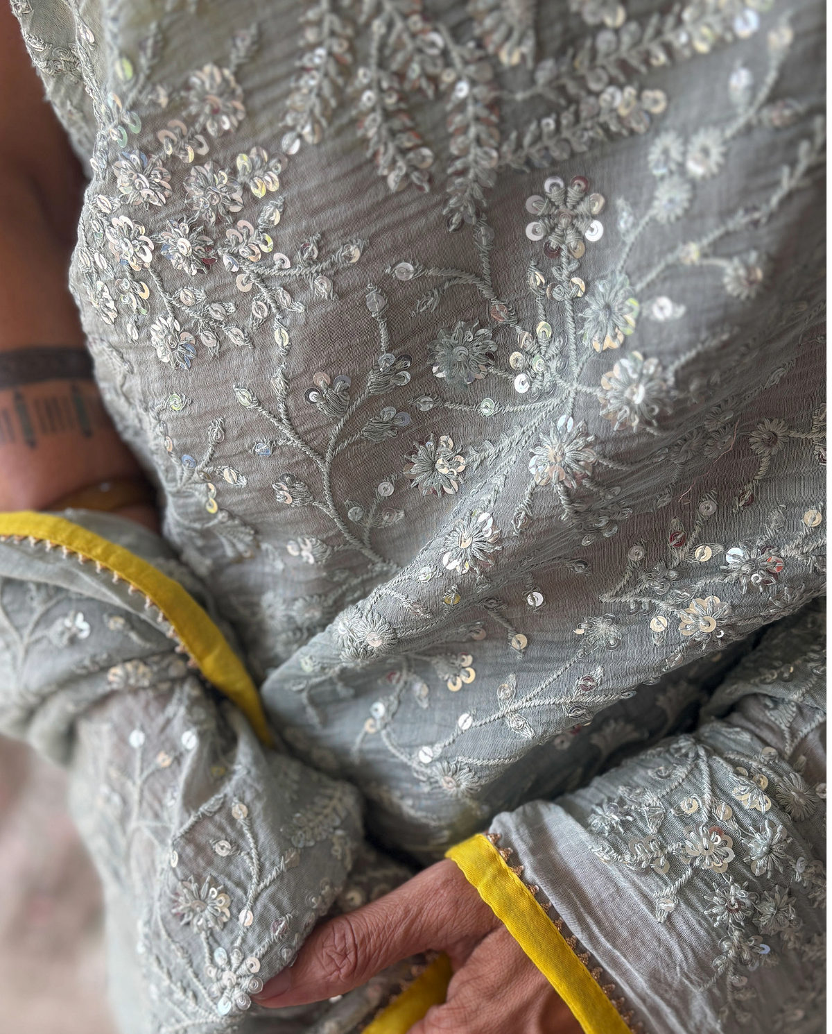 SITARA | Pale Sky Chanderi Silk Saree