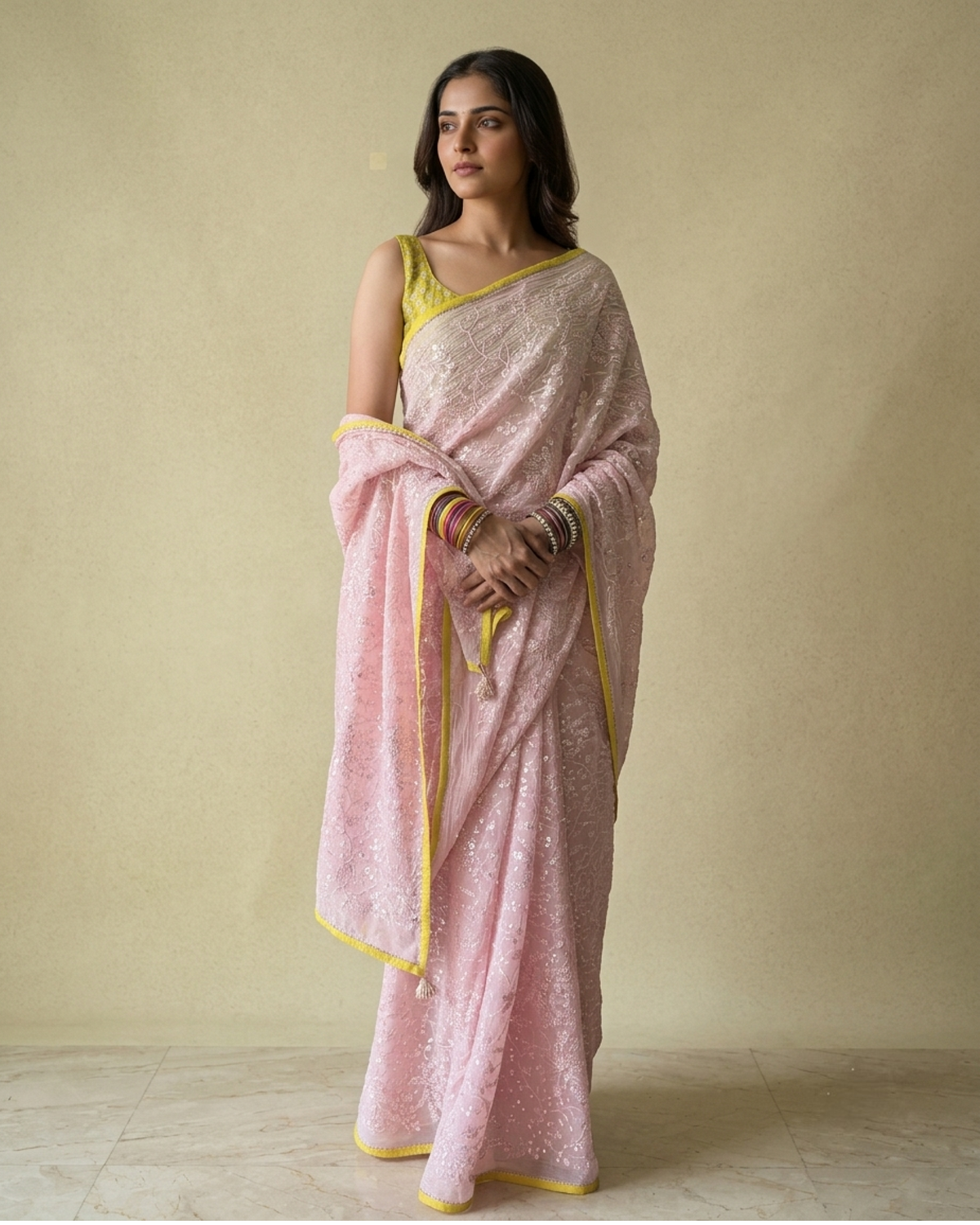 SITARA | Pale Pink Chanderi Silk Saree