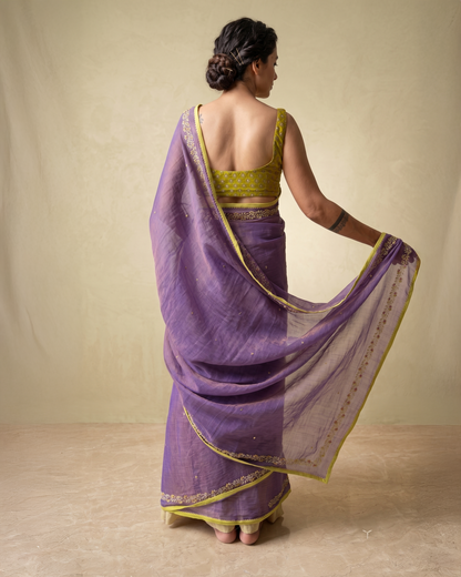 BEADED TENDRILS | Mauve Chanderi Tissue Saree