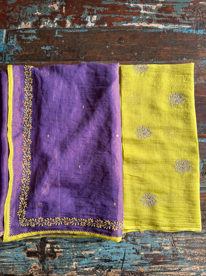 BEADED TENDRILS | Mauve Chanderi Tissue Saree