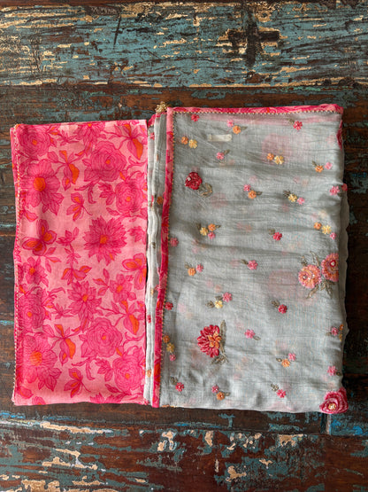 PALE BLUE CARNATION | Chanderi mul Saree
