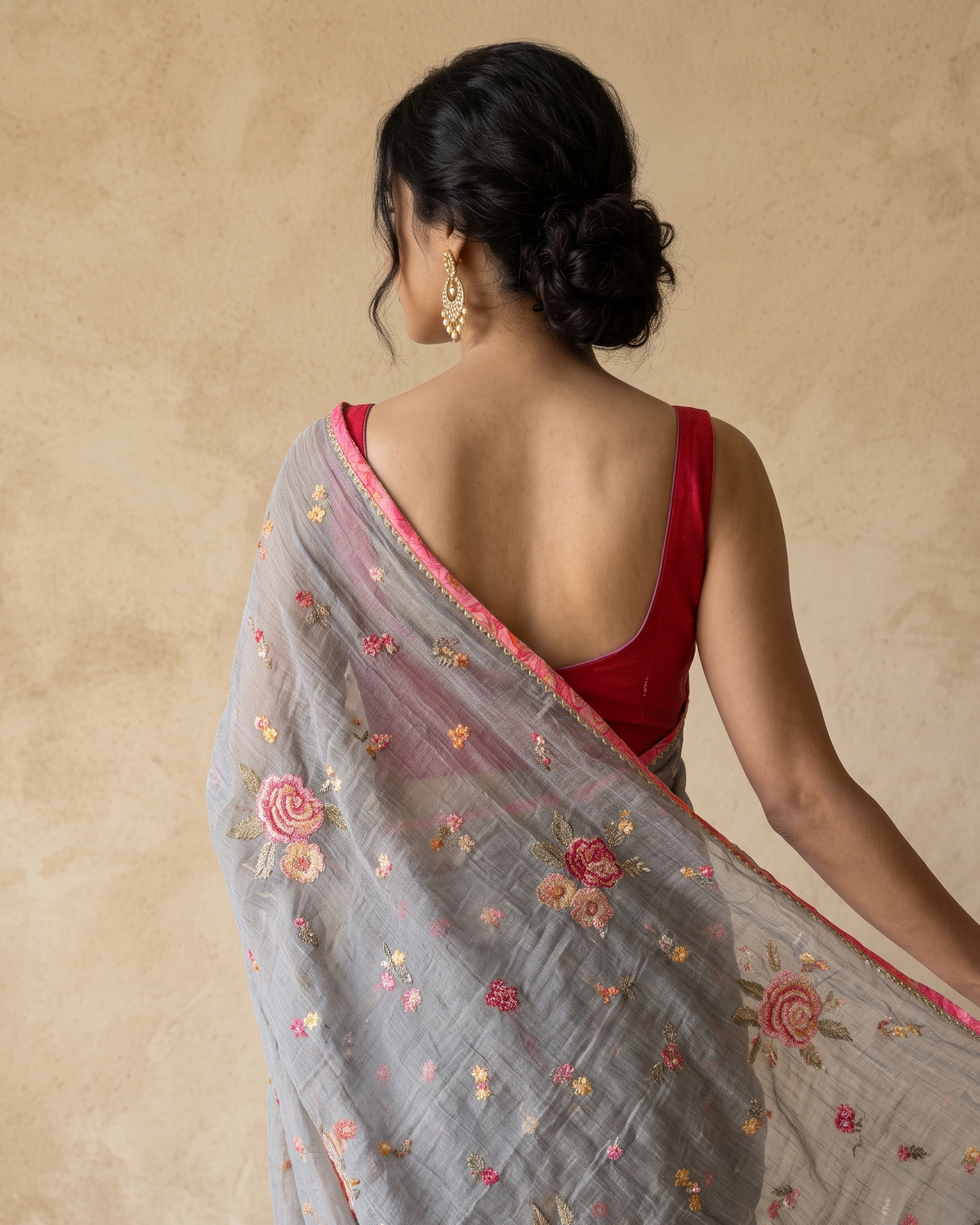 PALE BLUE CARNATION | Chanderi mul Saree