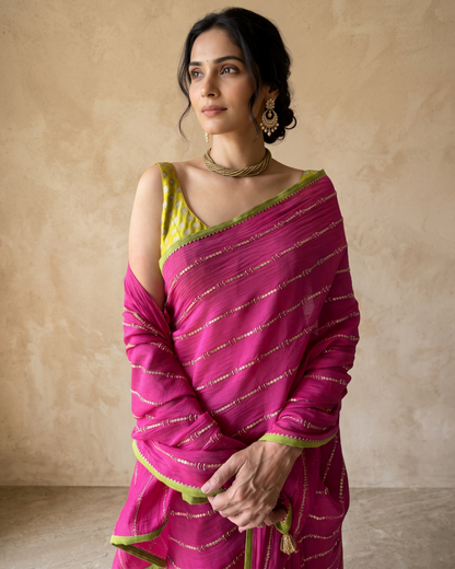 MAGENTA TRAILS | Chanderi Mul saree
