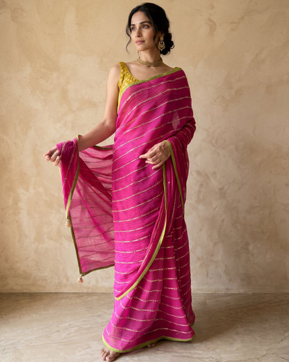 MAGENTA TRAILS | Chanderi Mul saree