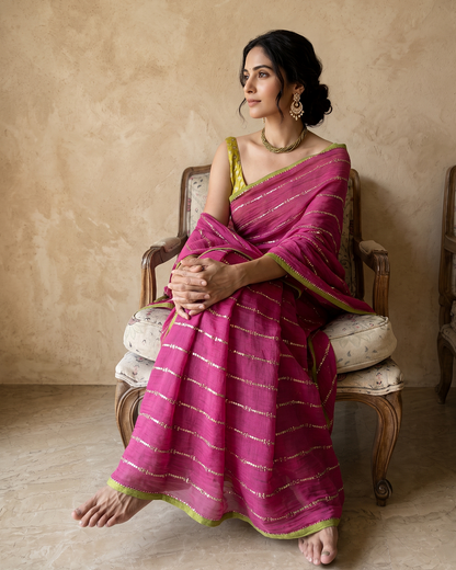 MAGENTA TRAILS | Chanderi Mul saree