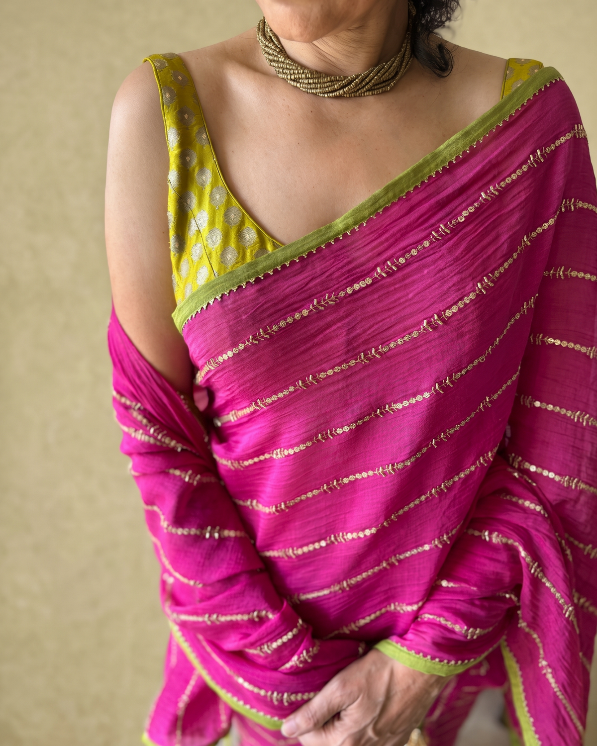 MAGENTA TRAILS | Chanderi Mul saree