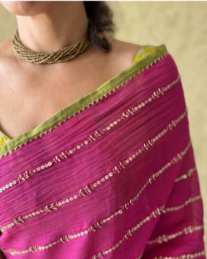 MAGENTA TRAILS | Chanderi Mul saree