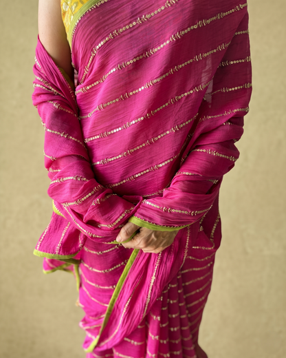 MAGENTA TRAILS | Chanderi Mul saree