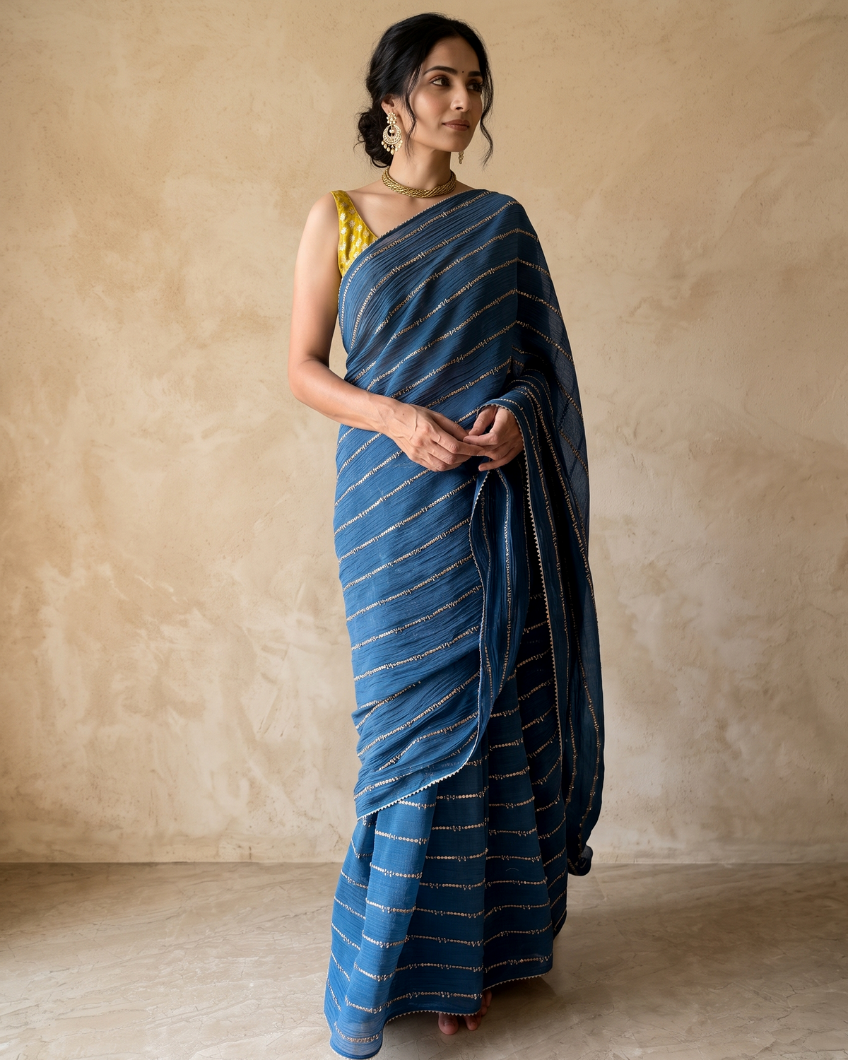 INTENSE TEAL TRAILS | Chanderi Mul Saree