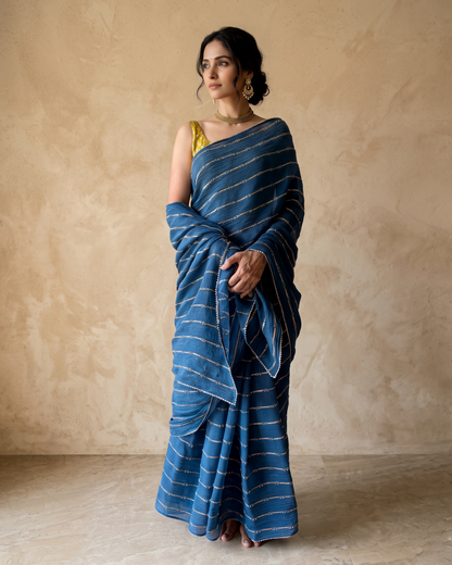 INTENSE TEAL TRAILS | Chanderi Mul Saree