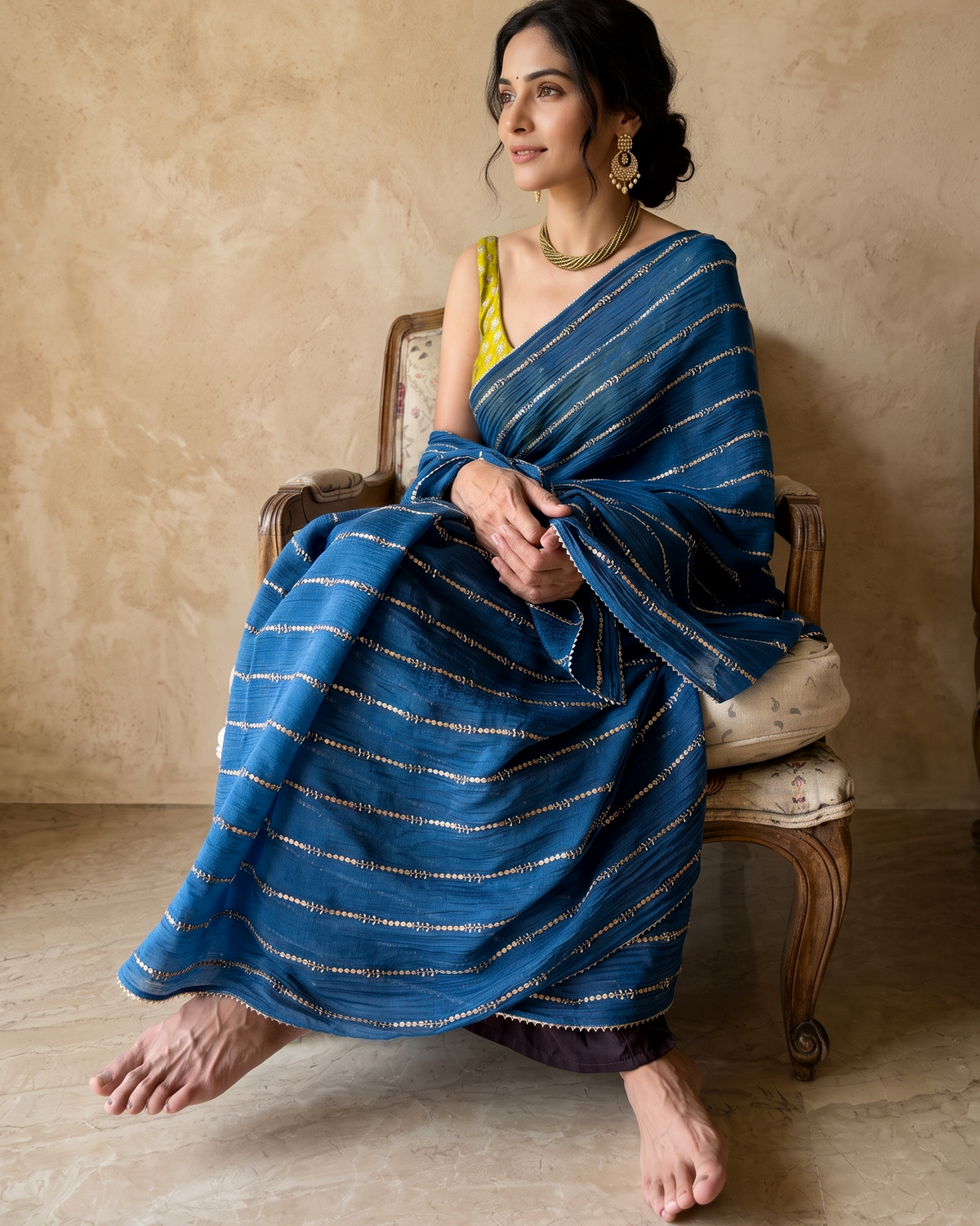 INTENSE TEAL TRAILS | Chanderi Mul Saree