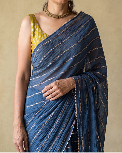 INTENSE TEAL TRAILS | Chanderi Mul Saree