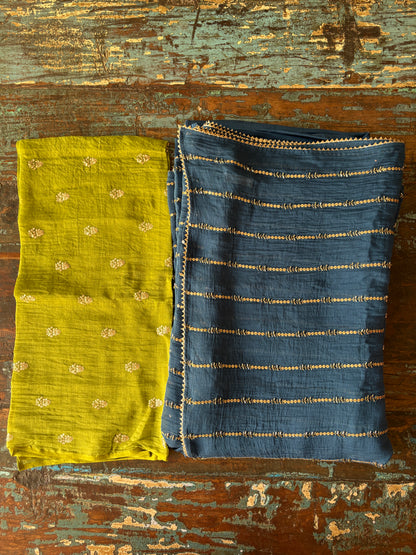 INTENSE TEAL TRAILS | Chanderi Mul Saree