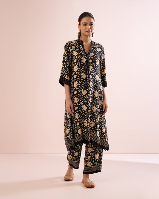 BLACK / BEIGE AJRAKH COORD SET