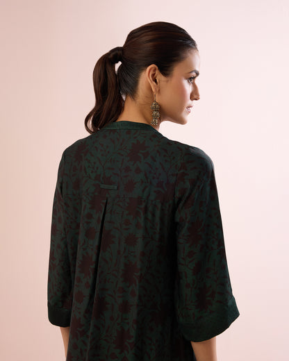 GREEN/ BLACK AJRAKH COORD SET