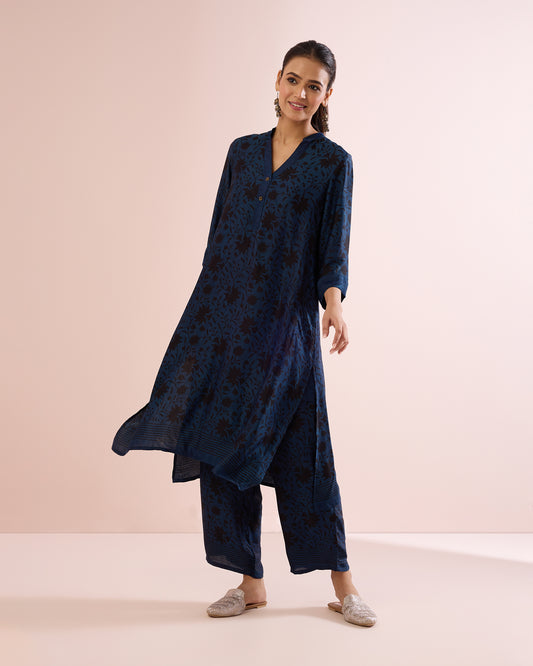 INDIGO/ BLACK AJRAKH COORD SET