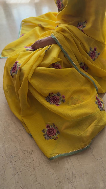GULABO CHANDERI SILK SAREE- YELLOW