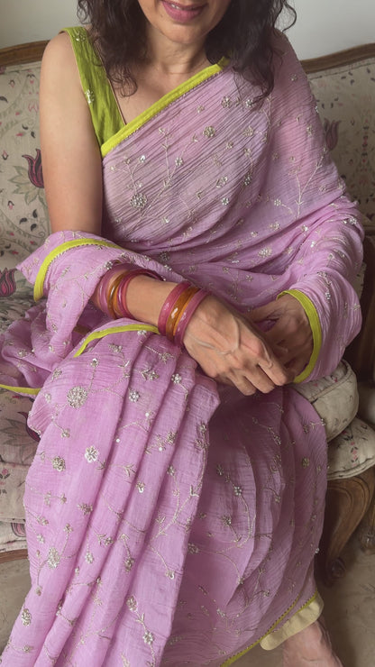 SHEVANTI | Pink Chanderi Silk Saree